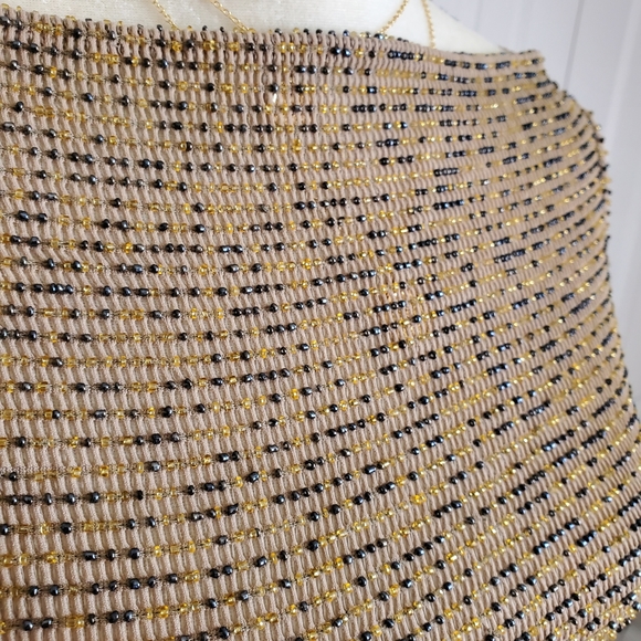 Sequin beaded long sleeve tan thong bodysuit - Picture 5 of 7